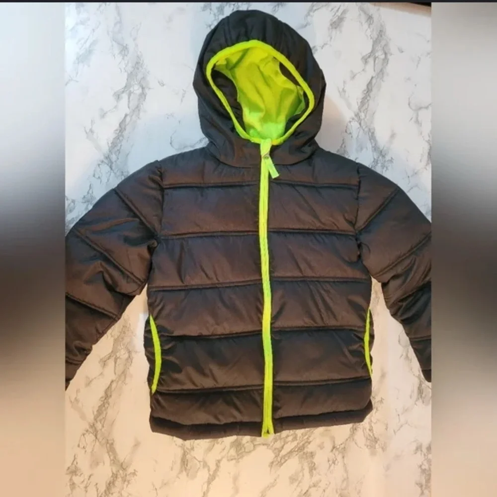 Faded Glory Gray and Neon Green Kids Jacket